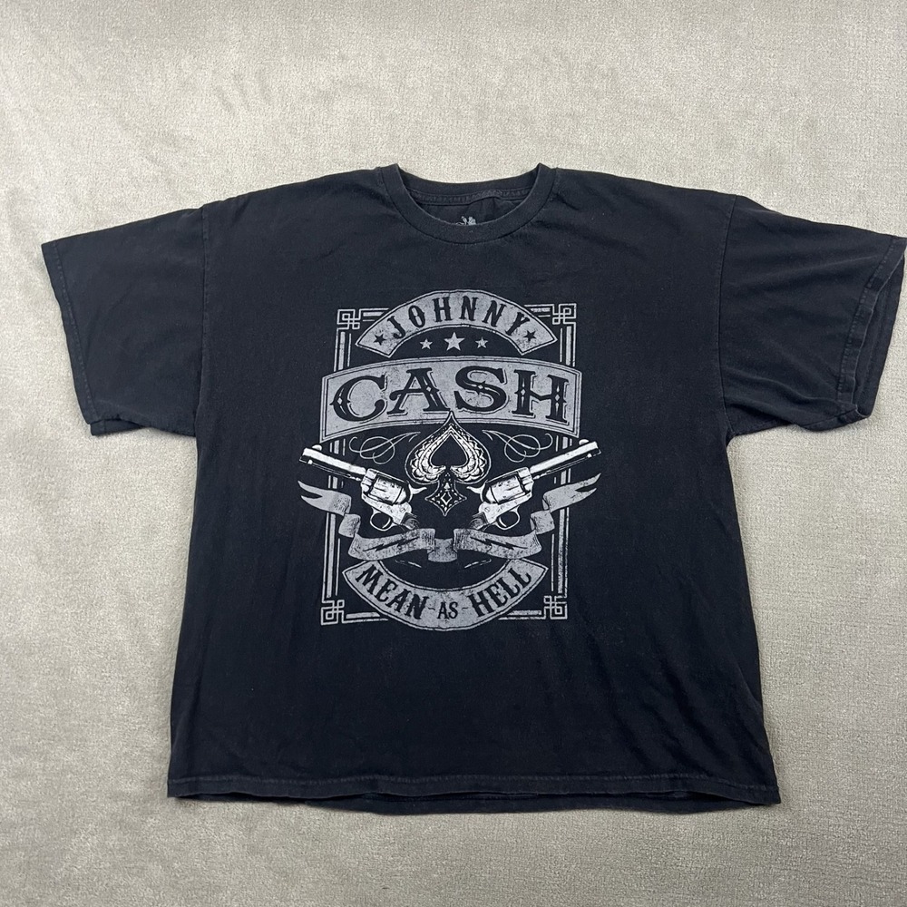 Zion Johnny Cash T Shirt Mens XXL Black Mean As Hell Pistol Graphic Tee